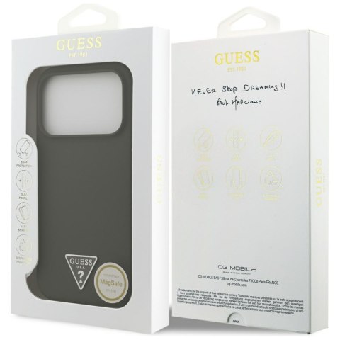 Etui Guess Silicone Triangle Logo MagSafe do iPhone 17 Pro khaki