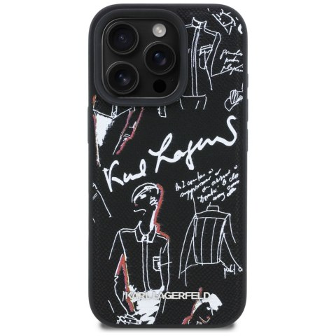 Etui Karl Lagerfeld Grained Pattern & Logo MagSafe do iPhone 16 Pro Max czarny