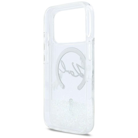 Etui Karl Lagerfeld Liquid Glitter Karl Script Logo MagSafe do iPhone 17 Pro przezroczysty