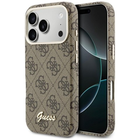 Etui Guess 4G Script MagSafe do iPhone 17 Pro Max brązowy