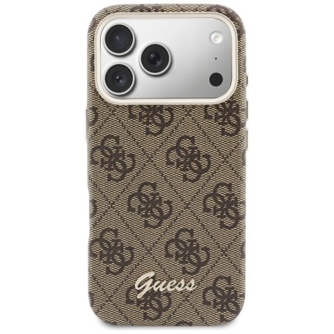 Etui Guess 4G Script MagSafe do iPhone 17 Pro Max brązowy