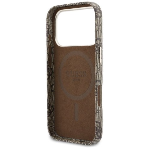 Etui Guess 4G Script MagSafe do iPhone 17 Pro Max brązowy