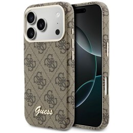 Etui Guess 4G Script MagSafe do iPhone 17 Pro brązowy