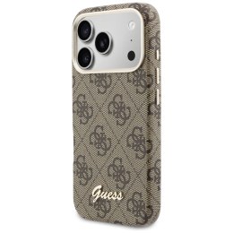 Etui Guess 4G Script MagSafe do iPhone 17 Pro brązowy