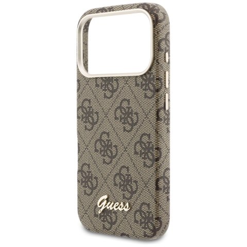 Etui Guess 4G Script MagSafe do iPhone 17 Pro brązowy