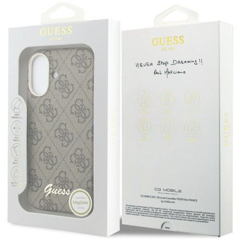Etui Guess 4G Script MagSafe do iPhone 17 brązowy