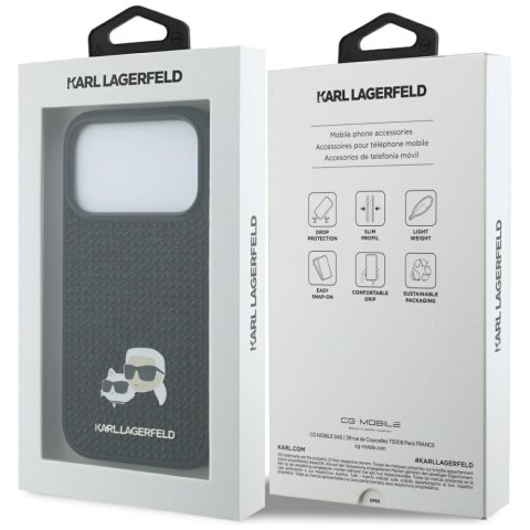 Etui Karl Lagerfeld Rhinestones Karl&Choupette Pin do iPhone 17 Pro czarny