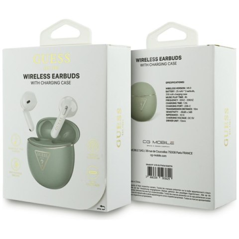 Słuchawki TWS Guess Gold Line Triangle khaki