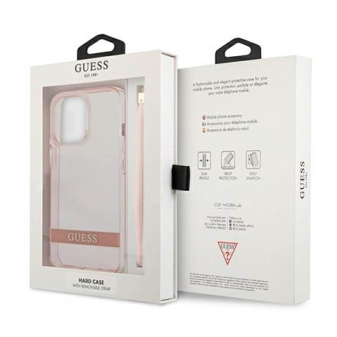 Guess GUHCP13XHTSGSP iPhone 13 Pro Max 6,7" różowy/pink hardcase Translucent Stap