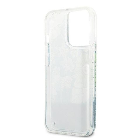 Guess GUHCP13LLFLSN iPhone 13 Pro / 13 6,1" zielony/green hardcase Flower Liquid Glitter