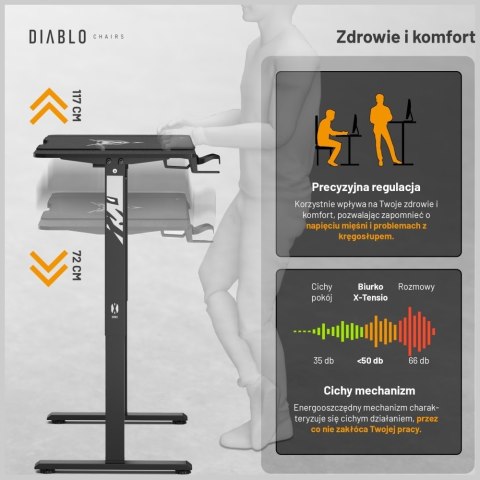 Biurko z regulacją wysokości Diablo Chairs X-TENSIO 1400 czarny