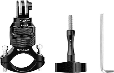 Aluminiowy Uchwyt na Kierownicę 360° PULUZ do Kamer Sportowych (Czarny)