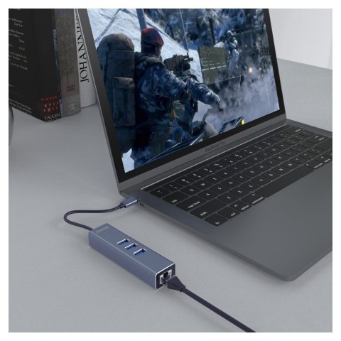 SAVIO AK-57 3-PORTOWY HUB USB-C Z ADAPTEREM RJ-45