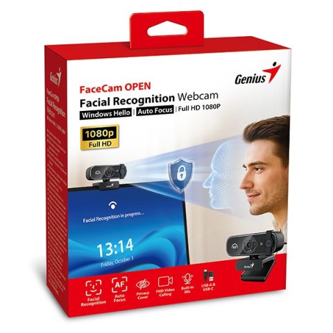 Genius FaceCam OPEN Kamera Web, czarna Full HD/Windows Hello