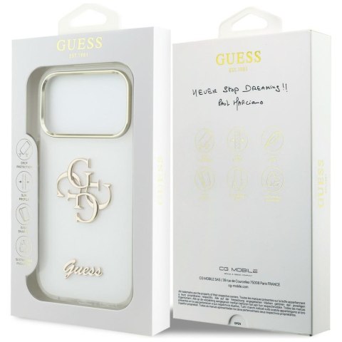 Etui Guess IML 4G Script Metal do iPhone 17 Pro biały