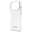 Etui Guess IML Glitters Script Strap MagSafe do iPhone 17 Pro przezroczysty