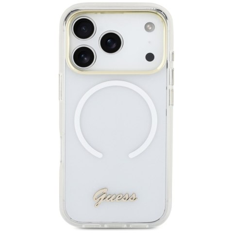 Etui Guess IML Gradient Script Metal MagSafe do iPhone 17 Pro Max biały