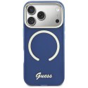 Etui Guess IML Script Metal MagSafe do iPhone 17 Pro Max niebieski