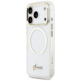 Etui Guess IML Script Metal MagSafe do iPhone 17 Pro Max przezroczysty