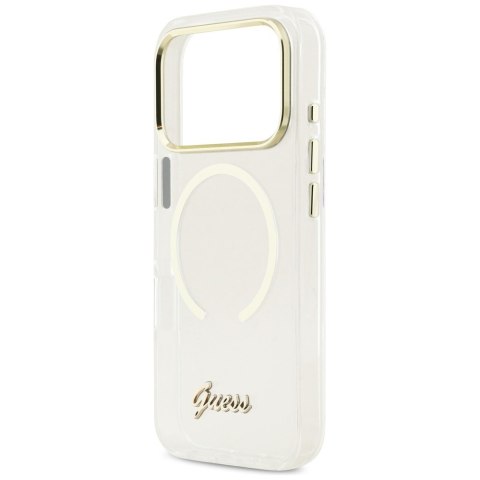Etui Guess IML Script Metal MagSafe do iPhone 17 Pro Max przezroczysty
