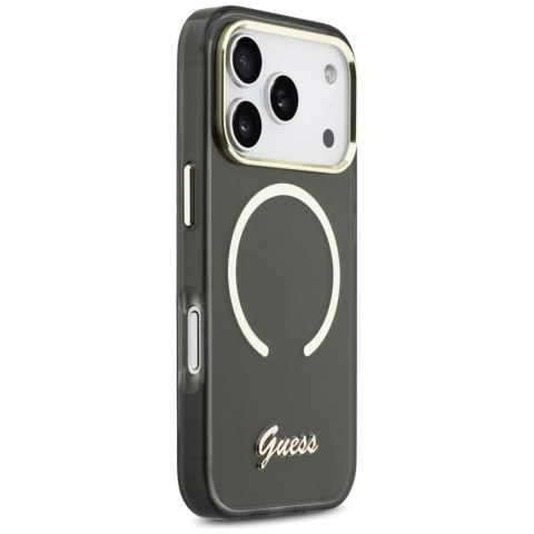 Etui Guess IML Script Metal MagSafe do iPhone 17 Pro czarny