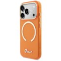 Etui Guess IML Script Metal MagSafe do iPhone 17 Pro pomarańczowy