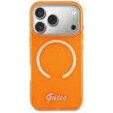 Etui Guess IML Script Metal MagSafe do iPhone 17 Pro pomarańczowy