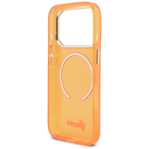 Etui Guess IML Script Metal MagSafe do iPhone 17 Pro pomarańczowy