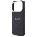 Etui Guess Peony Hot Stamp MagSafe do iPhone 17 Pro Max niebieski