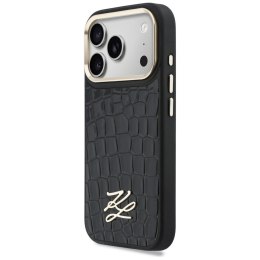 Etui Karl Lagerfeld Croco KL Script Logo MagSafe do iPhone 17 Pro Max czarny