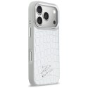 Etui Karl Lagerfeld Croco KL Script Logo MagSafe do iPhone 17 Pro srebrny