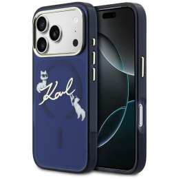 Etui Karl Lagerfeld IML Choupettes Karl Script Logo MagSafe do iPhone 17 Pro Max niebieski
