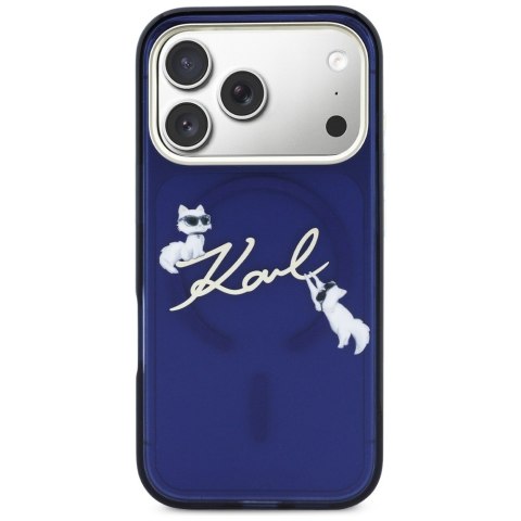 Etui Karl Lagerfeld IML Choupettes Karl Script Logo MagSafe do iPhone 17 Pro Max niebieski