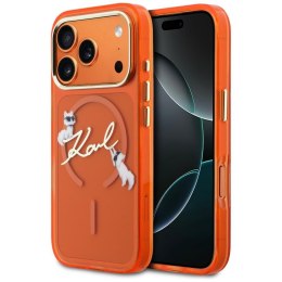 Etui Karl Lagerfeld IML Choupettes Karl Script Logo MagSafe do iPhone 17 Pro pomarańczowy