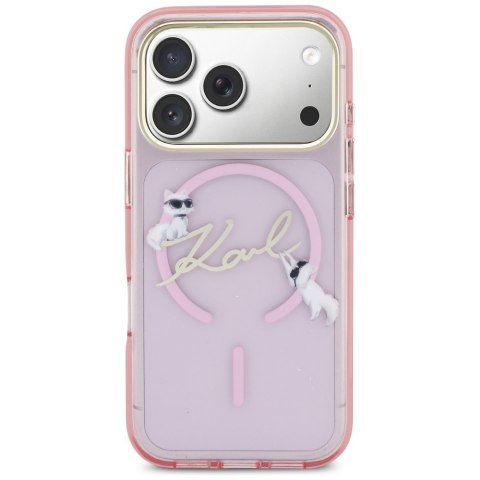 Etui Karl Lagerfeld IML Choupettes Karl Script Logo MagSafe do iPhone 17 Pro różowy
