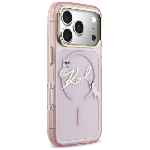 Etui Karl Lagerfeld IML Choupettes Karl Script Logo MagSafe do iPhone 17 Pro różowy