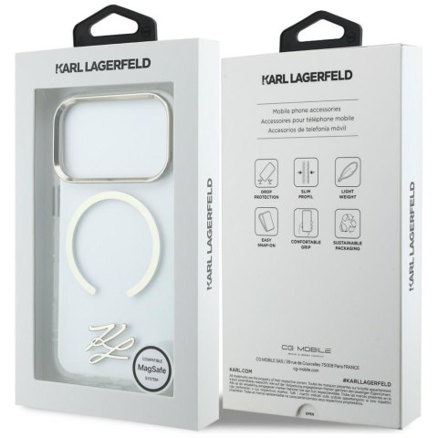 Etui Karl Lagerfeld IML KL Script Logo MagSafe do iPhone 17 Pro Max przezroczysty