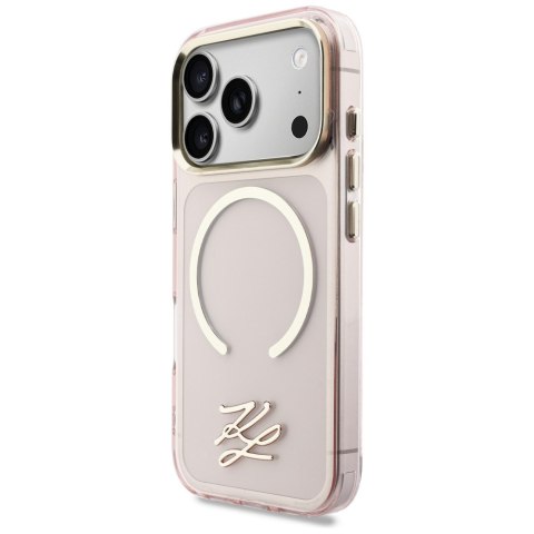Etui Karl Lagerfeld IML KL Script Logo MagSafe do iPhone 17 Pro Max różowy