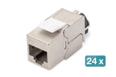 Moduł (gniazdo) keystone RJ45 (8P8C) kat.6A, STP,ekranowany, beznarzędziowy, stalowy, 24szt
