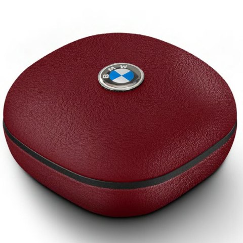 Słuchawki Bluetooth TWS BMW Leather Metal Logo ENC czerwony
