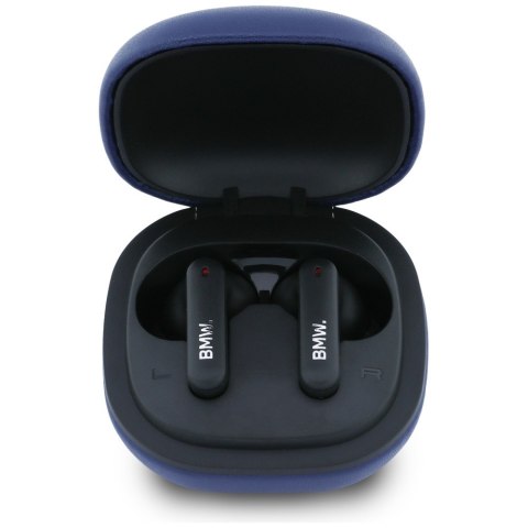 Słuchawki Bluetooth TWS BMW Leather Metal Logo ENC granatowy