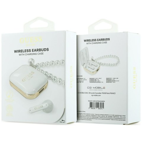 Słuchawki TWS Guess Pearl Strap biały