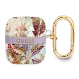 Guess GUA2HHFLU AirPods cover fioletowy/purple Flower Strap Collection