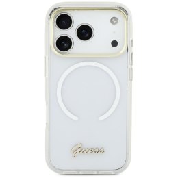 Etui Guess IML Gradient Script Metal MagSafe do iPhone 17 biały
