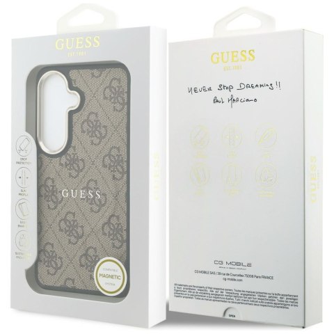Etui Guess 4G Embossed Ring MagSafe do Samsung Galaxy S26 Plus brązowy