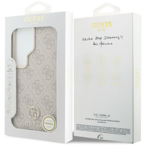 Etui Guess 4G Rhinestone Round Logo MagSafe do Samsung Galaxy S26 Ultra różowy