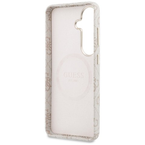 Etui Guess 4G Rhinestone Round Logo MagSafe do Samsung Galaxy S26 różowy