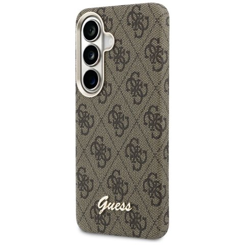 Etui Guess 4G Script MagSafe do Samsung Galaxy S26 brązowy