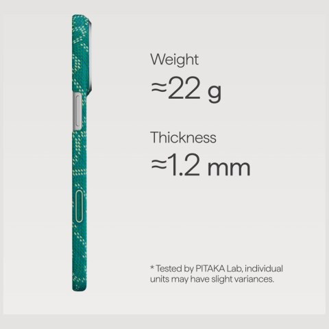 PITAKA Monogram-Gold/Green Ultra-Slim 
Case for iPhone 17 Pro