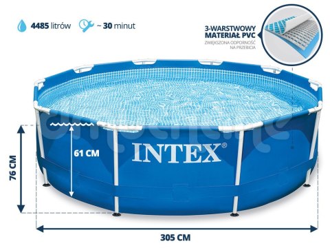 Basen ogrodowy stelażowy 305 x 76 cm 9w1 INTEX 28202